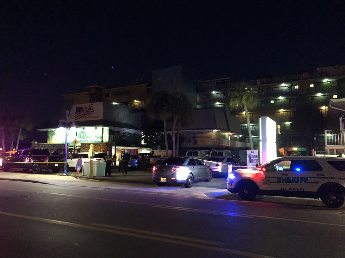 Scene this morning at the Lani Kai on Fort Myers Beach, as a father tells his son was shot and killed. Lee County deputies are still on scene.