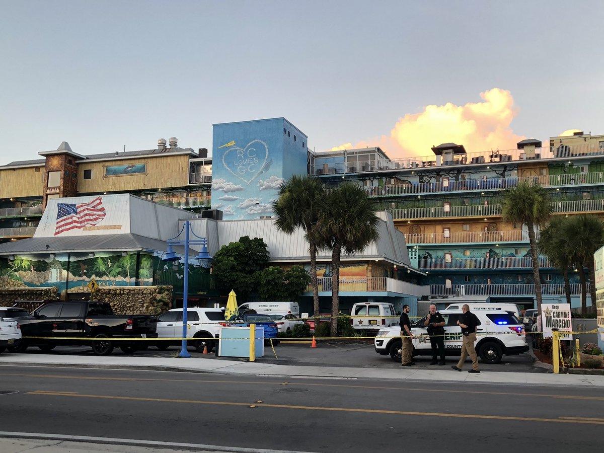 Scene this morning at the Lani Kai on Fort Myers Beach, as a father tells his son was shot and killed. Lee County deputies are still on scene.