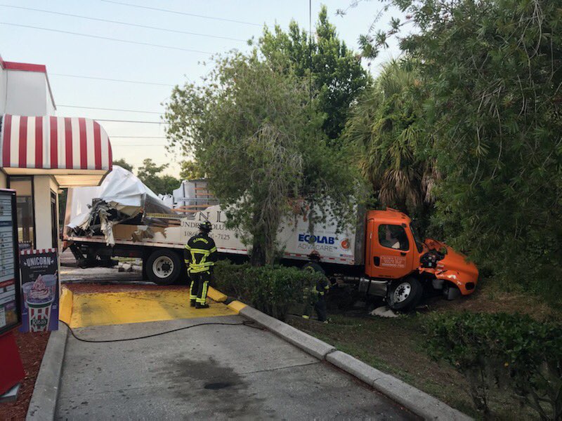 Westbound traffic on Court Street is closed for the removal of the truck.  There are no injuries but the intersection could be affected for hours, especially westbound traffic on Court.  The business was not struck.