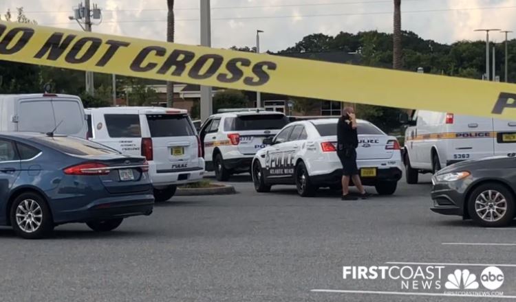 Part of the parking lot of the Atlantic Beach Panera is currently roped off and at least 20 officers are on scene. 