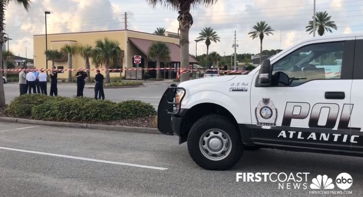 Part of the parking lot of the Atlantic Beach Panera is currently roped off and at least 20 officers are on scene. 