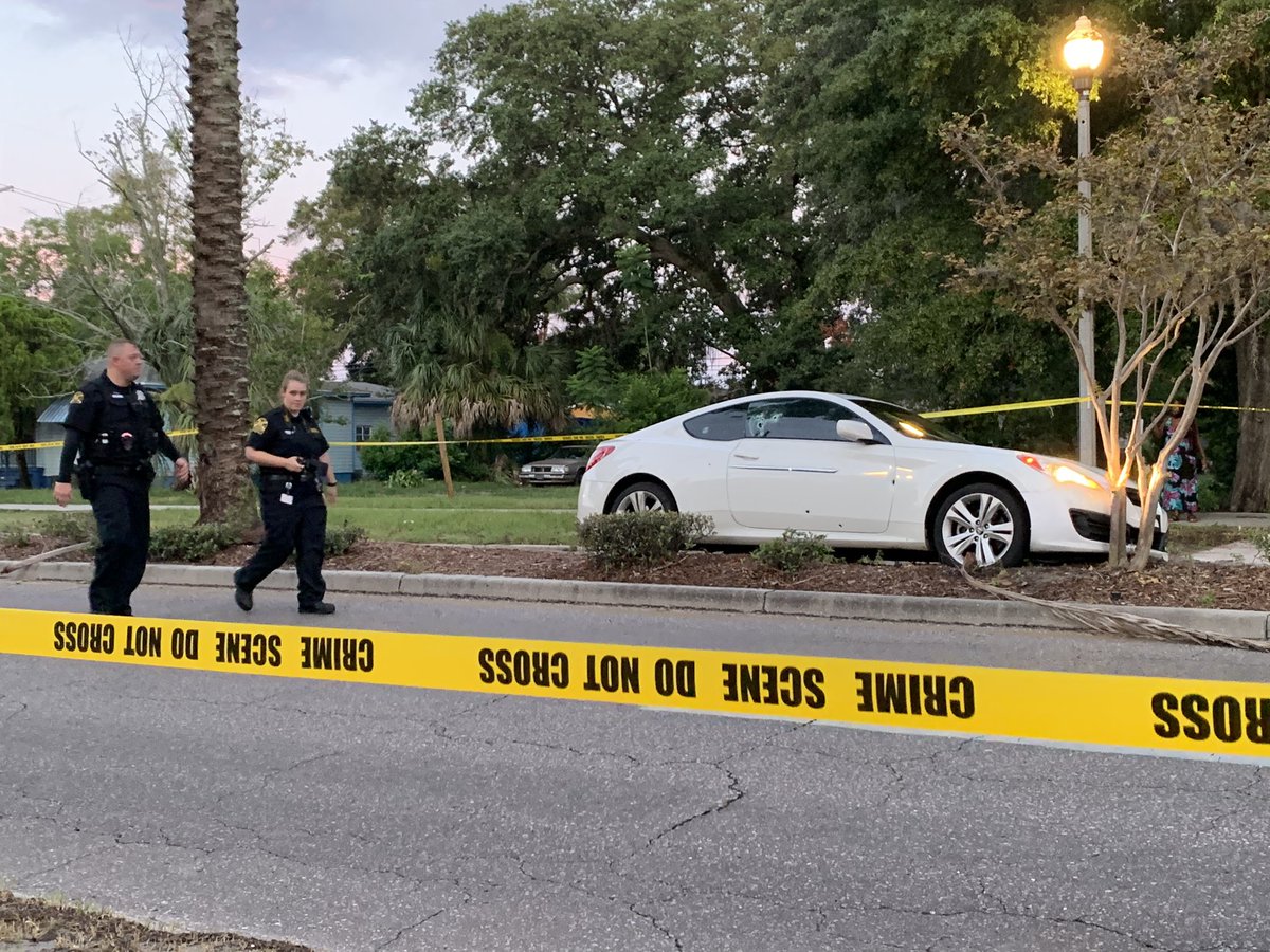 That it's lighter out, police have begun photographing the Hyundai & collecting evidence