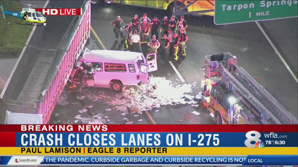 HillsFireRescue evacuated patients involved in awful crash. NB 275 CLOSED but traffic allowed by in outside emergency lane. 