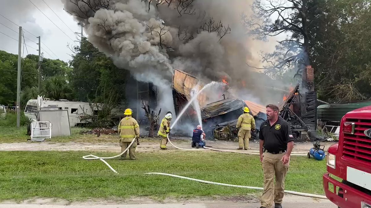 Franklin County authorities are working to extinguish a fire at a home on Washington Street and U.S. Highway 98 in Eastpoint