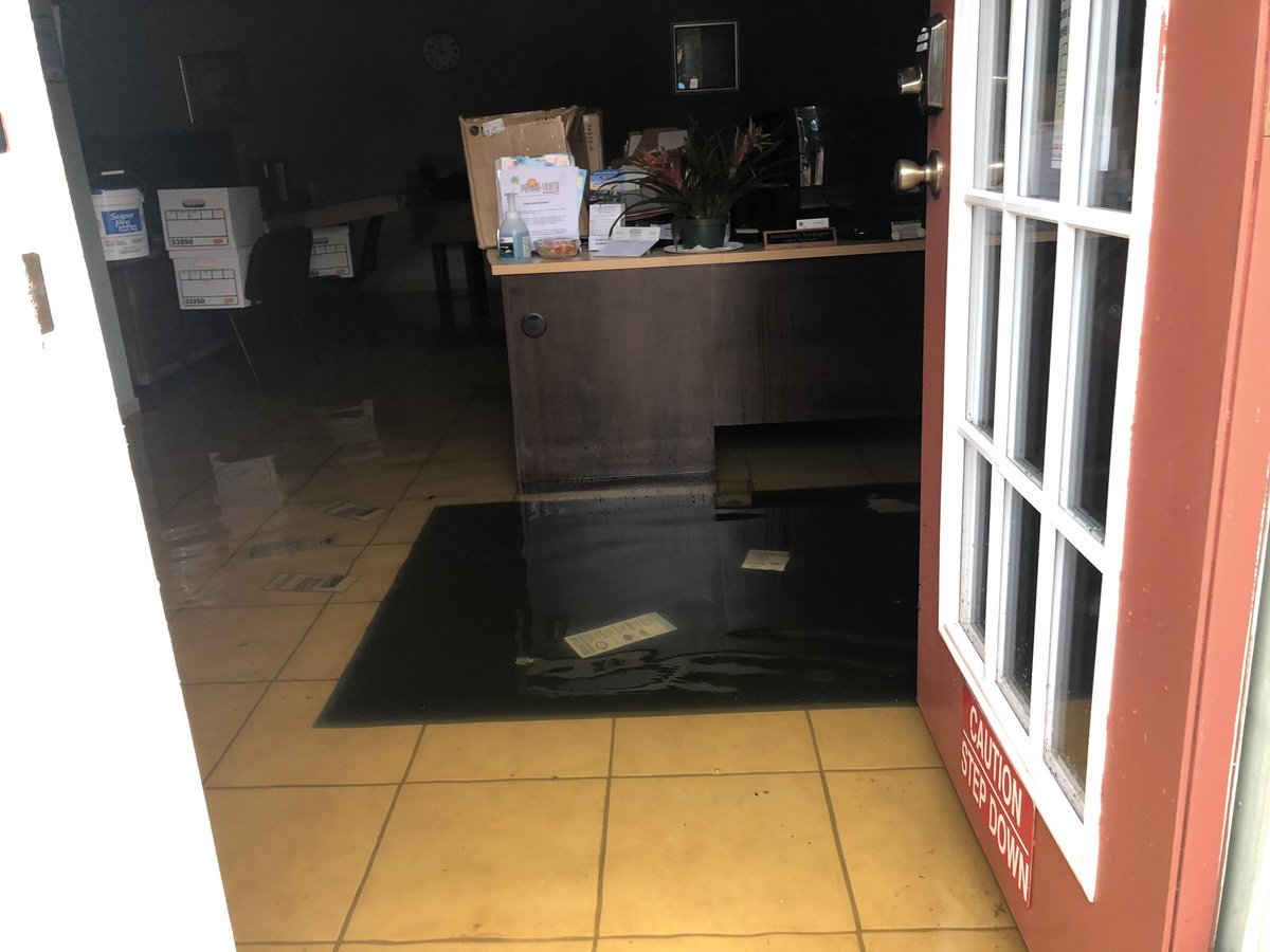 Check out the flooding at Pointe Santo Condominiums along W Gulf Dr on Sanibel. We measured about 12 inches of water in the parking lot. The manager's office was also under water after HurricaneSally