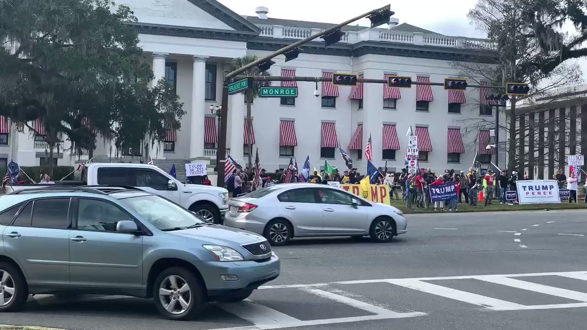 Protestors are in front of Florida’s Capitol. At least 100 protestors out chanting. 
