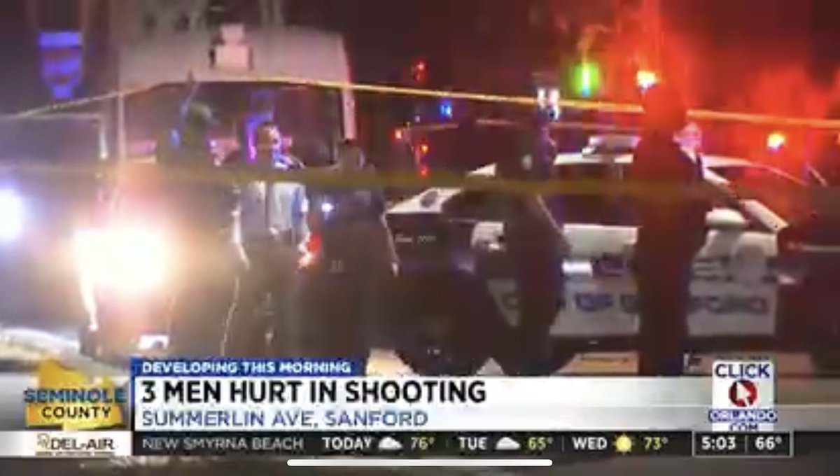 Sanford police are searching for suspects after three men were shot at a home on Summerlin Ave last night. Investigators say it appears all three victims will survive