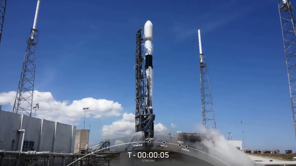 Falcon 9 is launching a batch of 60 Starlink satellites.  from SLC-40, Cape Canaveral Space Force Station, Florida.