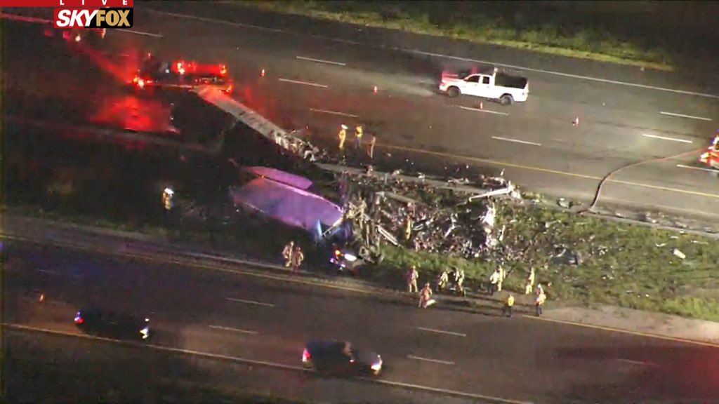 SKYFOX is over the crash in Lake Mary.  Two semi-trailers collided and are in the median