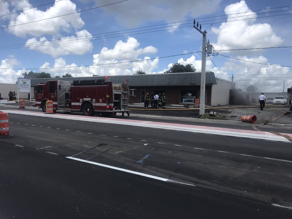 BUSINESS FIRE: consignment shop up in flames in Melbourne. Babcock St closed from Lagoon to Brevard. Heavy damage to building. No reports of injuries