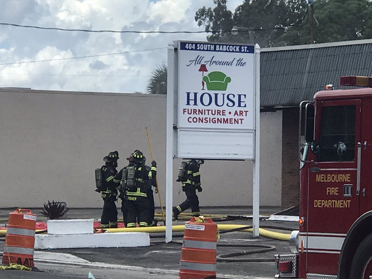 BUSINESS FIRE: consignment shop up in flames in Melbourne. Babcock St closed from Lagoon to Brevard. Heavy damage to building. No reports of injuries