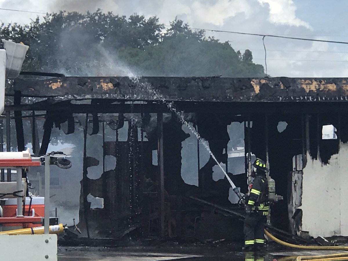 BUSINESS FIRE: consignment shop up in flames in Melbourne. Babcock St closed from Lagoon to Brevard. Heavy damage to building. No reports of injuries