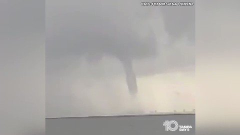 Video shows the waterspout over Tampa Bay, as seen this morning from the Howard Frankland Bridge.   : Stefanie Cataldo Nehring