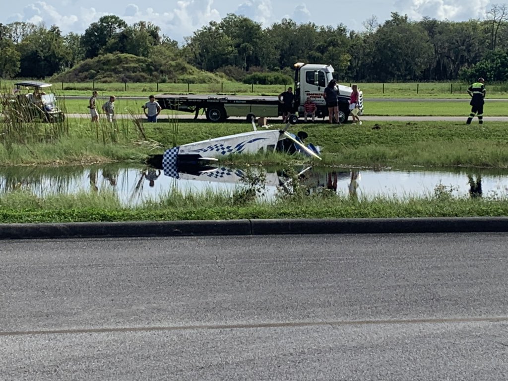 The plane is upside down. No reports of injuries yet