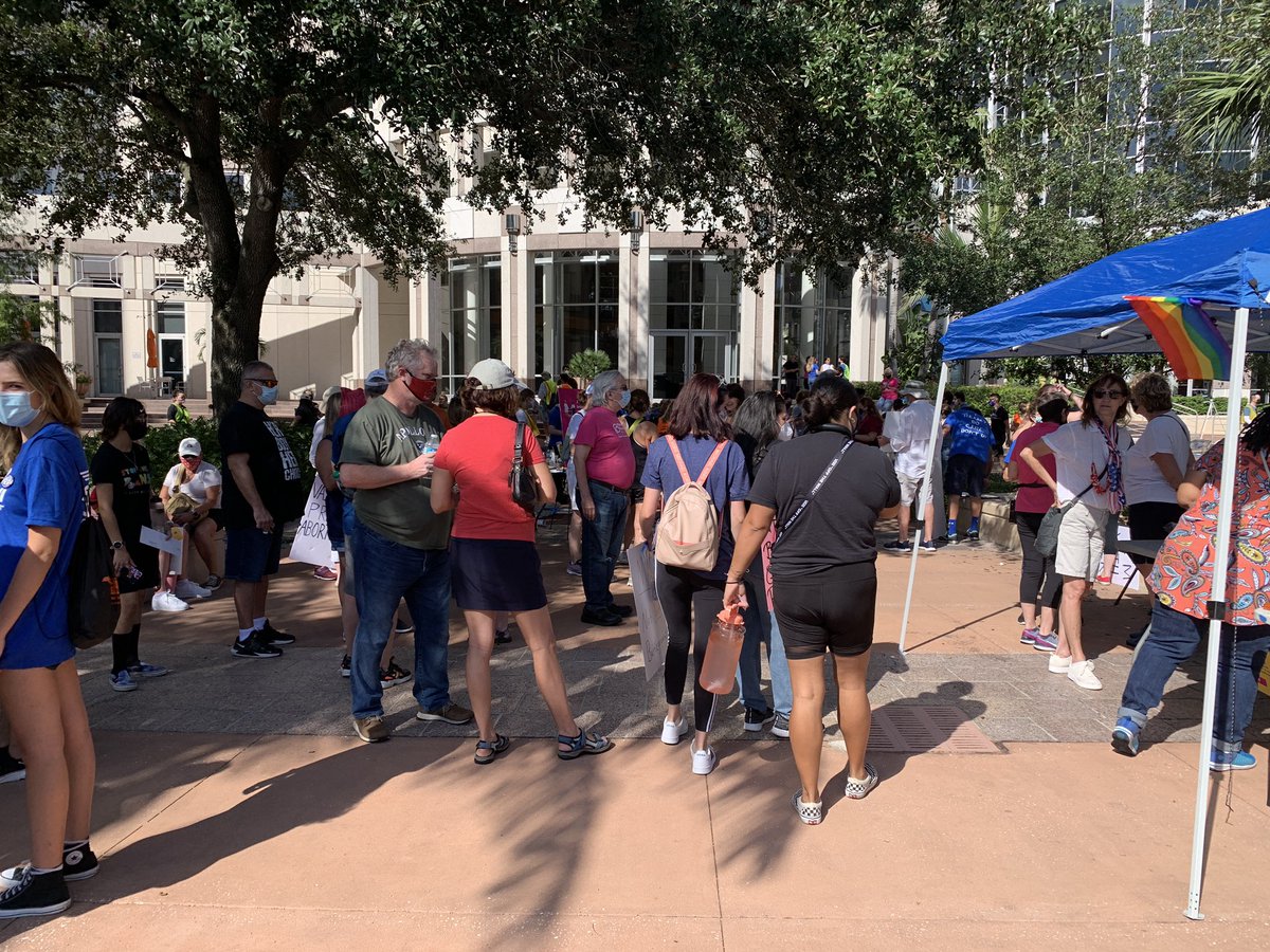 Already dozens of people gathered in downtown Orlando ahead of a Women's March for Reproductive Rights. Rally starts at 11. March starts at noon