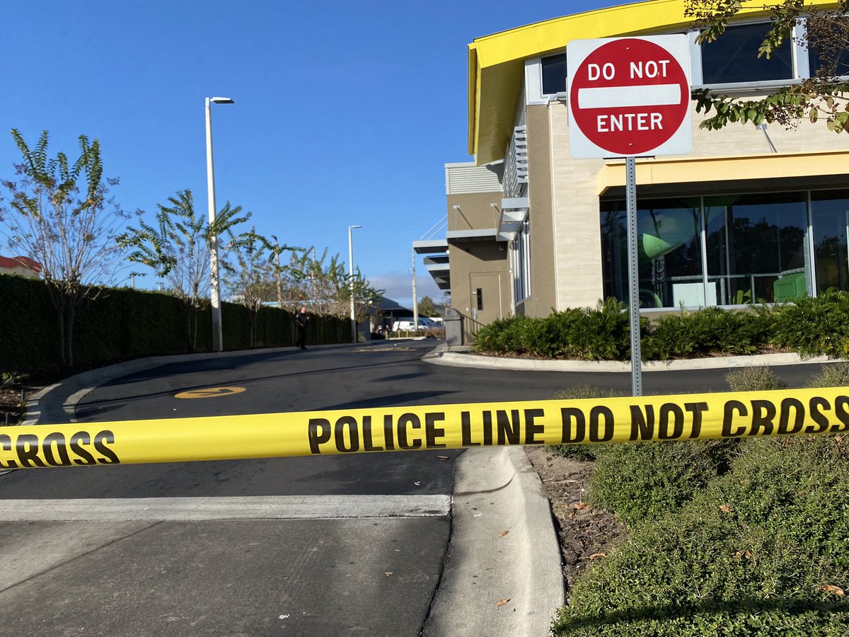 Scene of   in Orlando.   Police say a man was shot after a fight inside this McDonald's on OBT near Gore St.   The victim was taken to the hospital with a non-life-threatening injury.   Suspect was arrested in the area a short time later