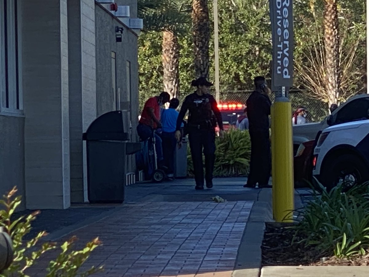 Scene of   in Orlando.   Police say a man was shot after a fight inside this McDonald's on OBT near Gore St.   The victim was taken to the hospital with a non-life-threatening injury.   Suspect was arrested in the area a short time later