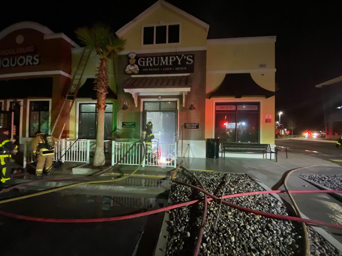 No injuries at the Grumpy's Restaurant fire, but  the CEO it looks like there is a lot of smoke damage and could be a total loss. He told nobody was in the building at the time so everybody is safe/okay