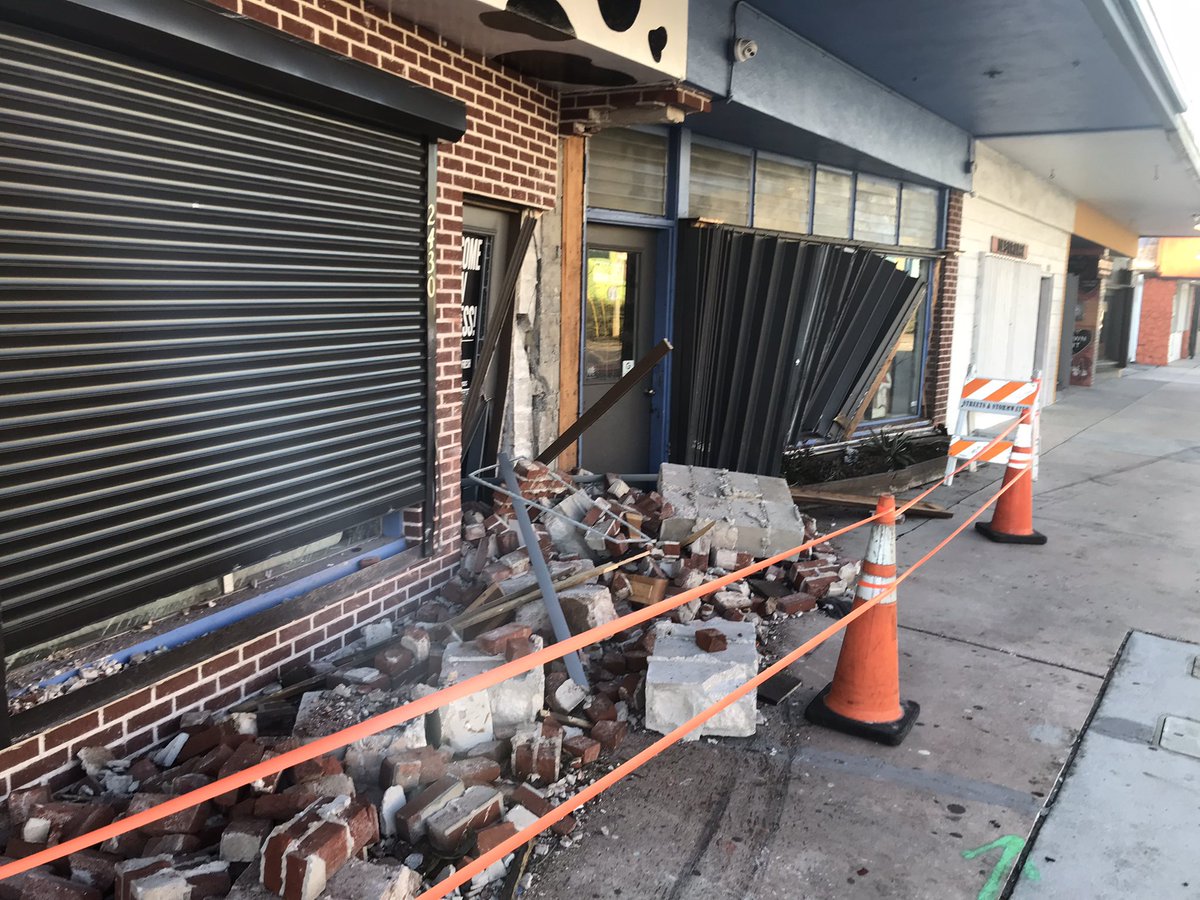 Car smashed into a Milk District building early this morning, causing thousands of dollars in damage. Driver then ran away. @OrlandoPolice say a teen later called, claiming to have been carjacked, but they say he was actually the driver WESH