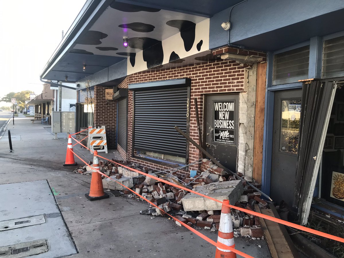 Car smashed into a Milk District building early this morning, causing thousands of dollars in damage. Driver then ran away. @OrlandoPolice say a teen later called, claiming to have been carjacked, but they say he was actually the driver WESH