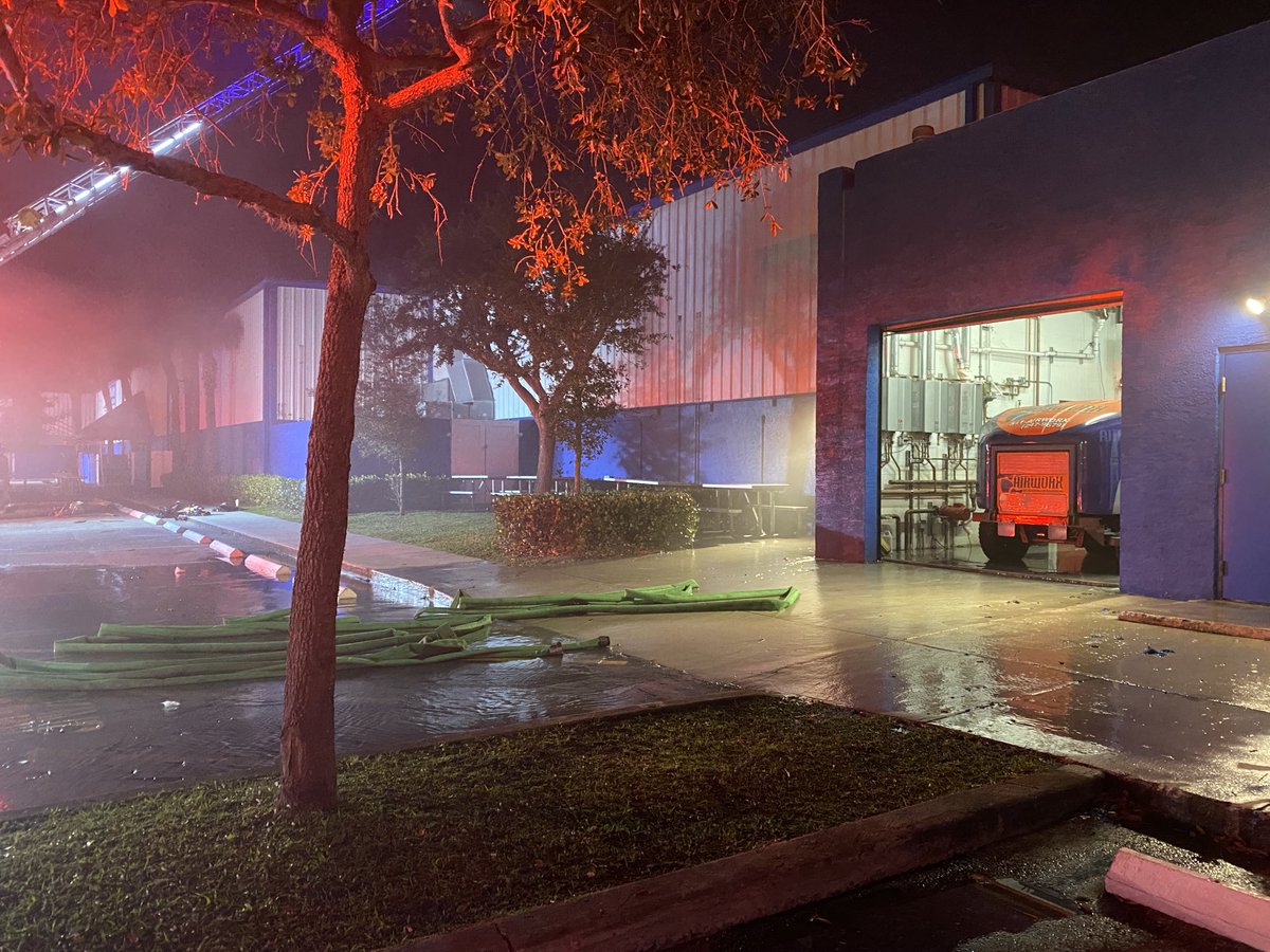 Flames could be seen towering above the Palm Beach Skate Zone  According to people familiar with the area, the fire may have started behind the building in a the parking lot with RVs, boats, etc.  PB Fire officials say the fire has been put out, and no one was inside