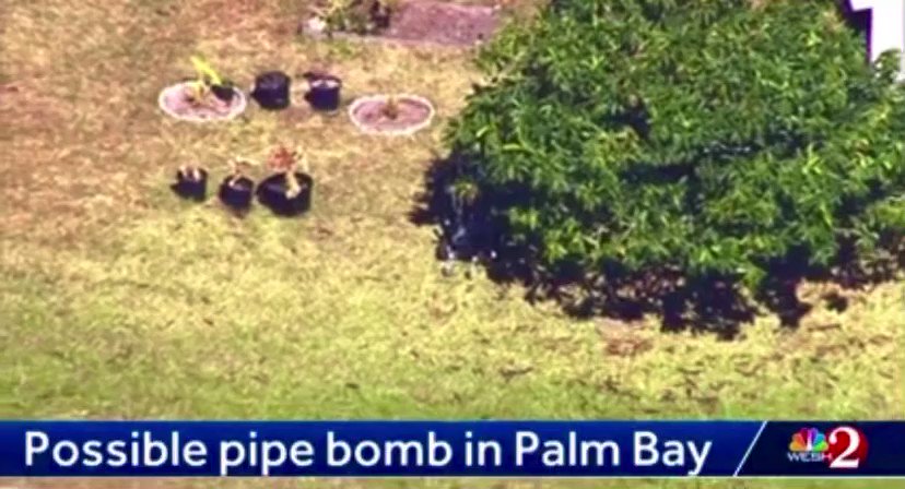 Police investigating possible pipe bomb near homes in Palm Bay, Florida Bomb squad personnel have sent a robot to further investigate what appears to be a bomb. All nearby structures in the area have been evacuated