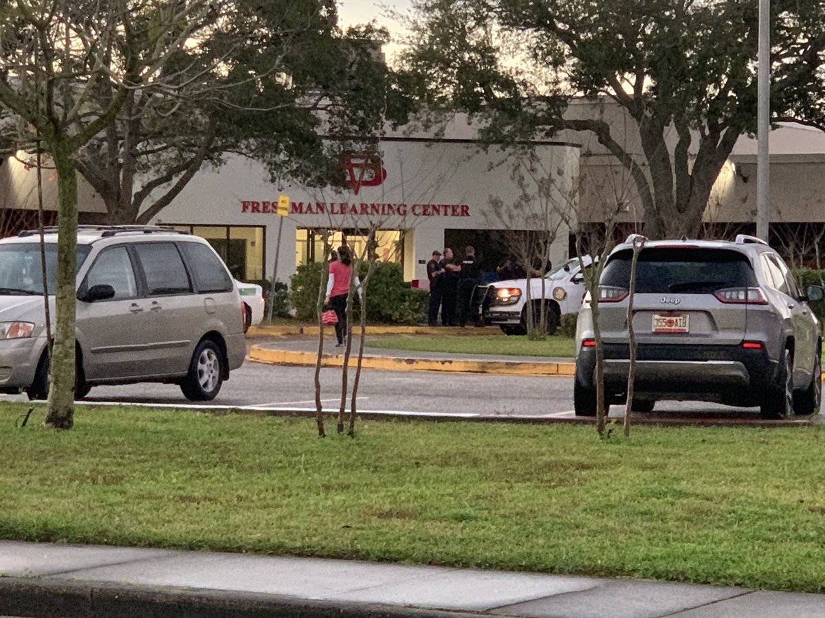 Vero Beach Police and Indian River County Sheriff Deputies are on site at Vero Beach High School Freshmen Learning Center today. There are several law enforcement officials at the front of the building as classes are about to begin. 