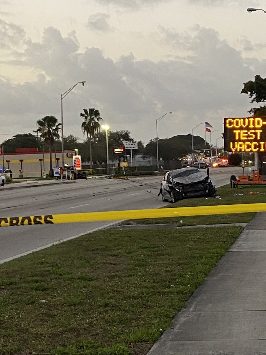 Police: 1 woman dead, 2 men injured in 3-car crash on NW 27th Ave this morning