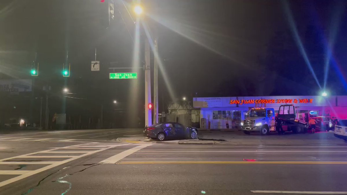 A man is dead and two others hurt after a crash at the intersection of Cassat Ave and San Juan Ave early this morning. The driver who was killed ended up crashing into the front of San Juan Corner Store & Wine,