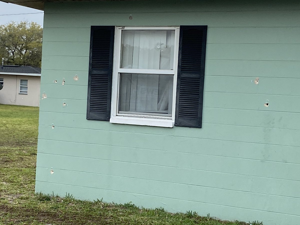 A shooting at this home on 3rd avenue in Titusville sent 2 ppl to the hospital and left dozens of bullet holes in the walls, windows and cars parked here