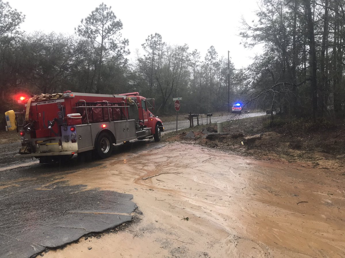 A tree smashed a mobile home in Holt this afternoon during severe storms. Okaloosa County deputies received reports of a possible tornado in the Log Lake Rd 