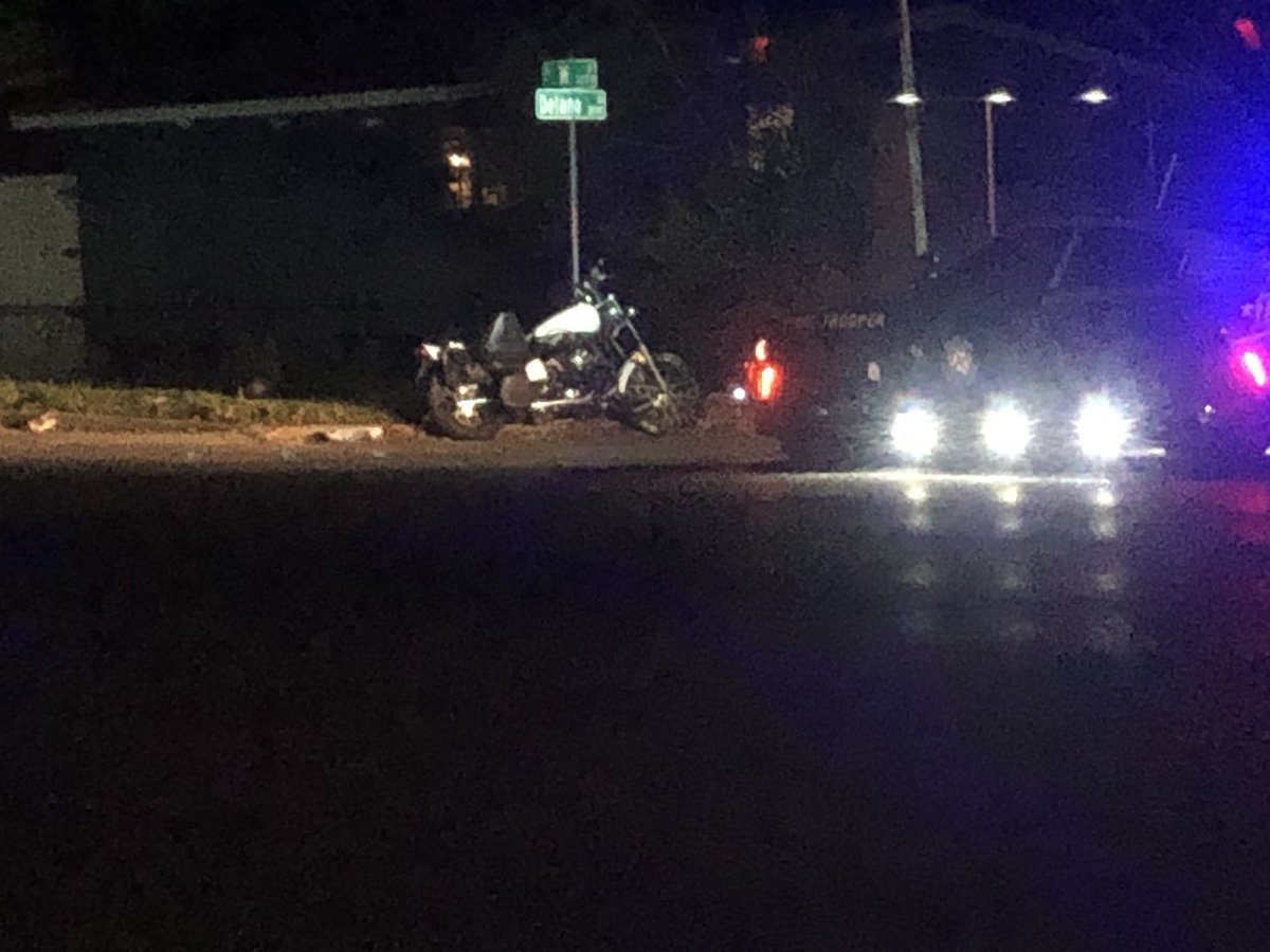 A man is hospitalized tonight after a motorcycle-car collision. The accident happened on the corner of W and Delano Streets not far from Fairfield Drive. The Highway Patrol is investigating.