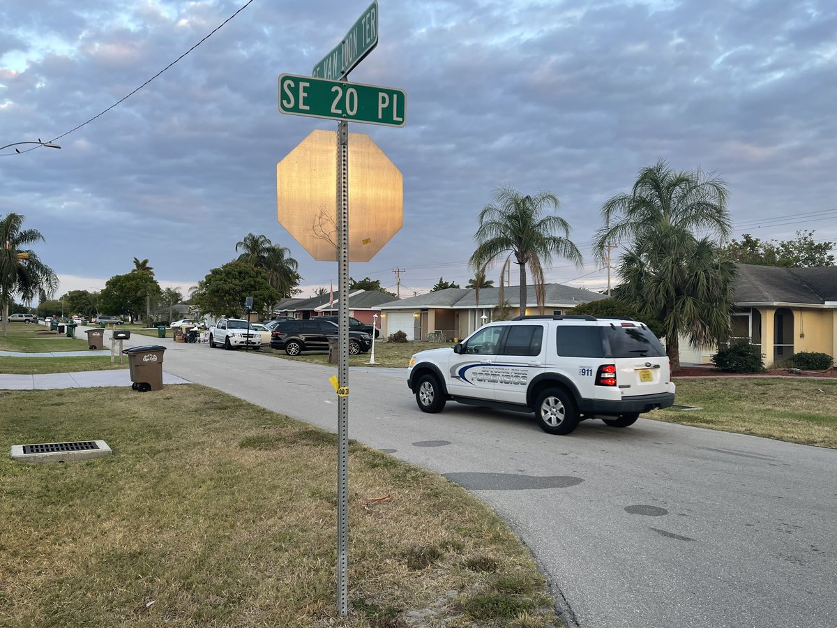 A resident at a home in the 1900 block of SE Van Loon Terrace in Cape Coral looks over bullet holes after an early morning shooting incident at the home. Cape Coral police wrapped up their on-scene investigation shortly before 7am