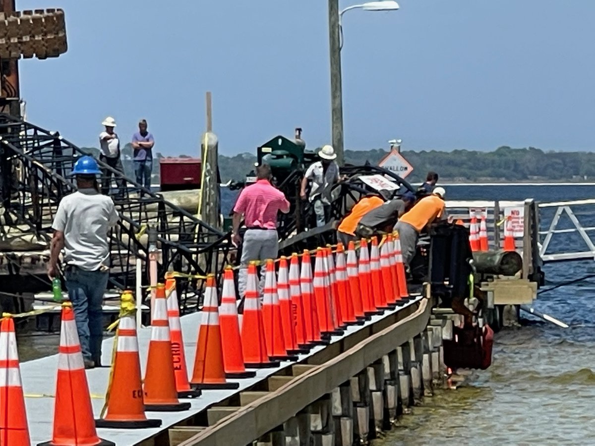 A crane on a barge collapsed this afternoon at Pensacola Beach. Crews were doing repair work on a dock on Quietwater Beach Rd.   no one was hurt