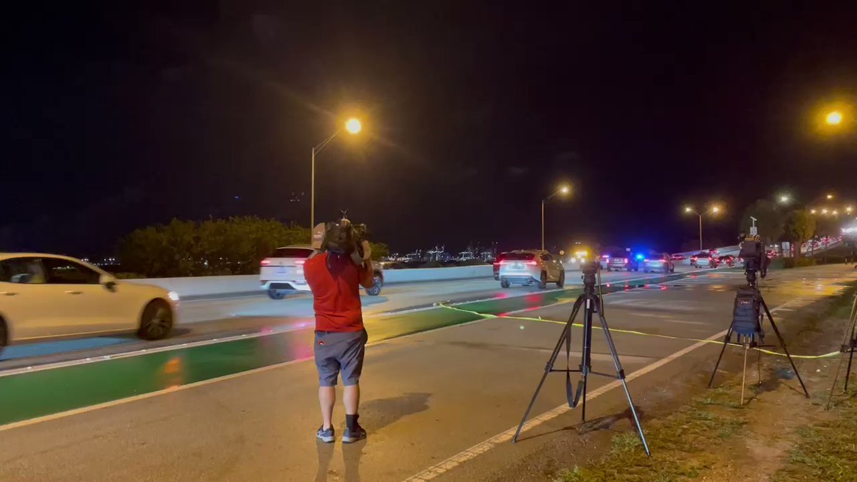 At about 10:30 p.m., the inbound lanes of the Rickenbacker Causeway were reopened to traffic after two cyclists were hit and killed. The outbound lanes are open too although some emergency vehicles remain on scene