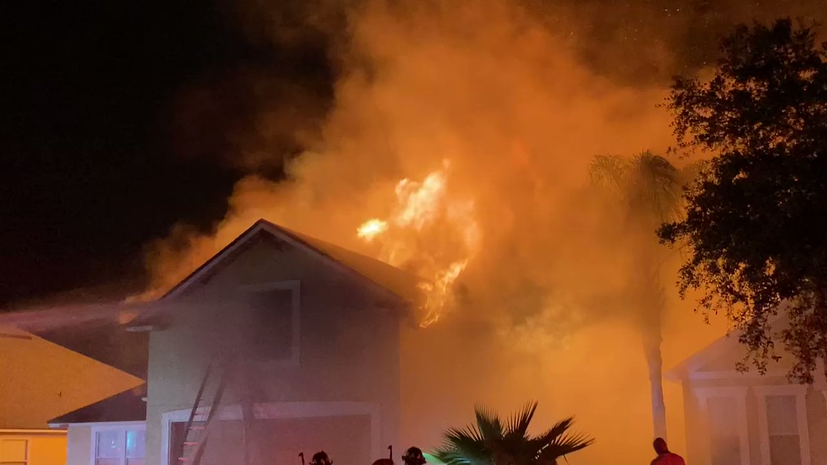 Family of 5 escapes after there homes goes up in flames on Tropic Dr E - @THEJFRD arrived there was heavy fire showing which had spread up into the attic - house is destroyed and the State fire Marshal has been requested luckily there were no injuries