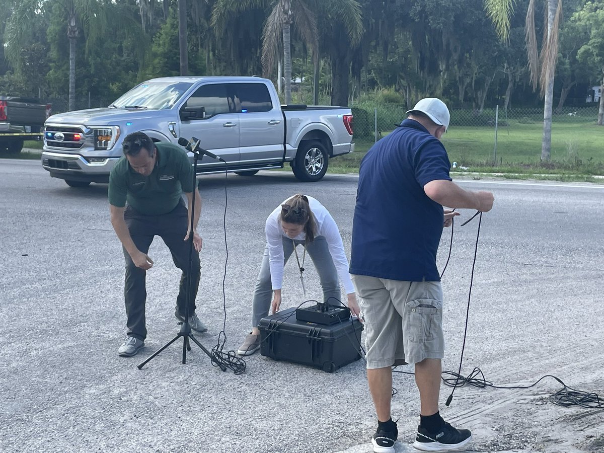 Setting up for presser at barricaded subject scene in Wimauma