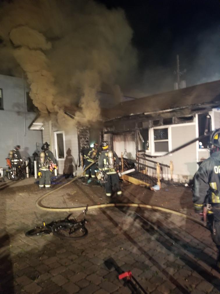 The crew of Engine 4 was first on scene to this commercial building fire around 11pm. A total of three Tower Trucks, five Engines, a Heavy Rescue, one Rescue, Air 7, and three Chiefs responded. Luckily, the office was vacant and there are no reported injuries