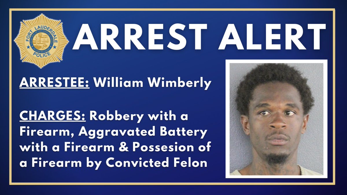 FLPD ArrestAlert The suspect involved in multiple robberies in Fort Lauderdale and in other parts of Broward County has been arrested.