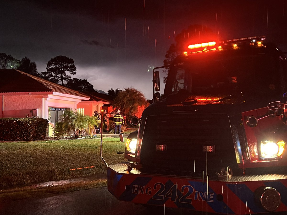 Units were dispatched to a reported structure fire.  E21 arrived on scene to find active flames in the attic of the residence.  The homeowners advised that they began to smell & see smoke in their home following a lightning strike