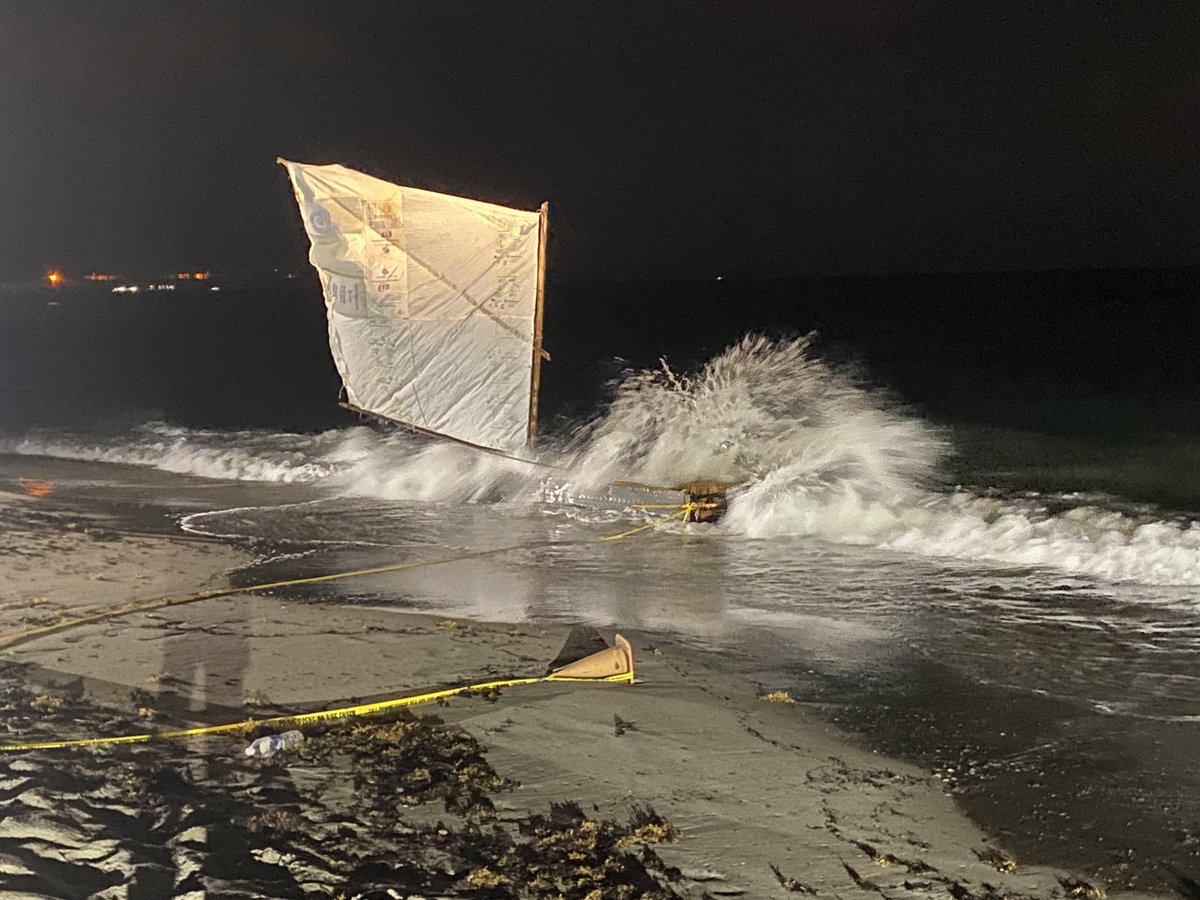 Authorities working to remove this rundown sailboat. BSO tells us they got a call about suspected migrants that came ashore in Dania Beach.