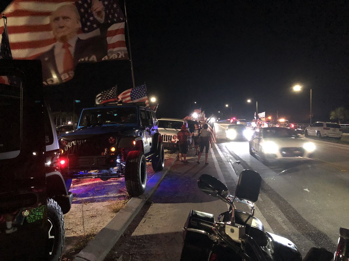 Trump supporters gathering near Mar-a-Lago following raid. Local law enforcement spotted close by   