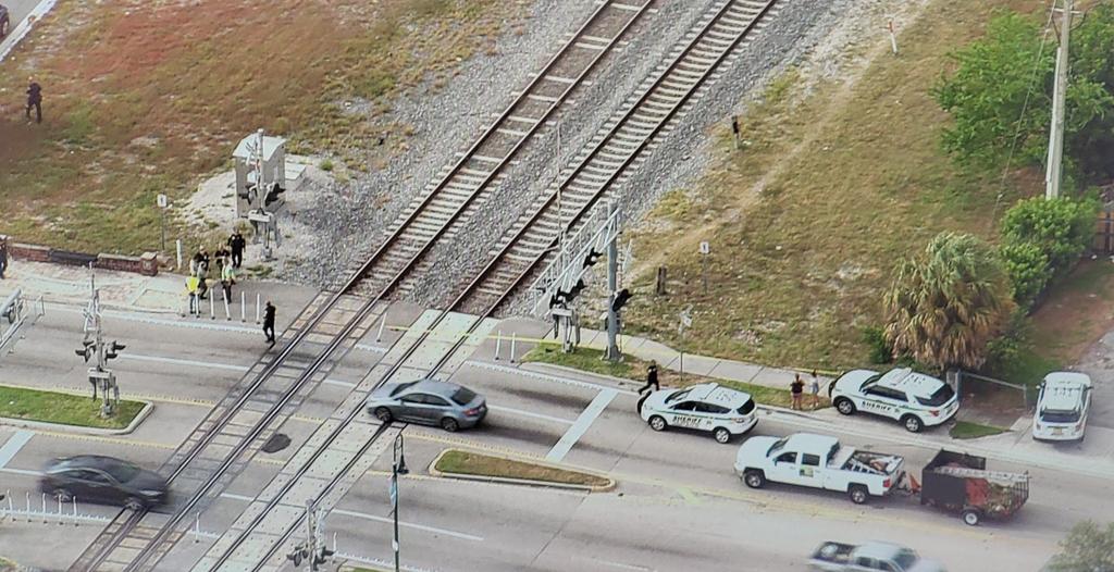 Eastbound 10th Ave  PBSO is investigating a pedestrian vs a Brightline Train in Lake worth Beach A person walked eastbound across the tracks and was struck by a Northbound train