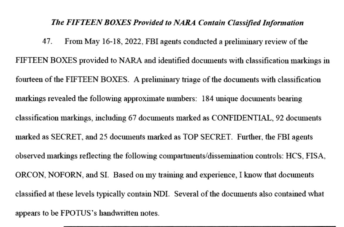 A rundown of what FBI says it found in the 15 boxes Trump handed over earlier this year — including 25 top secret documents