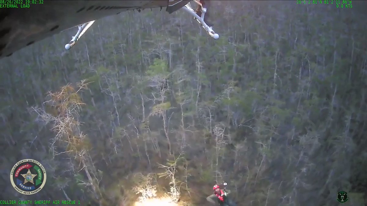 A Collier County Sheriff's Office helicopter crew located two hikers after one of them suffered a medical emergency during a storm in the Big Cypress Preserve over the weekend