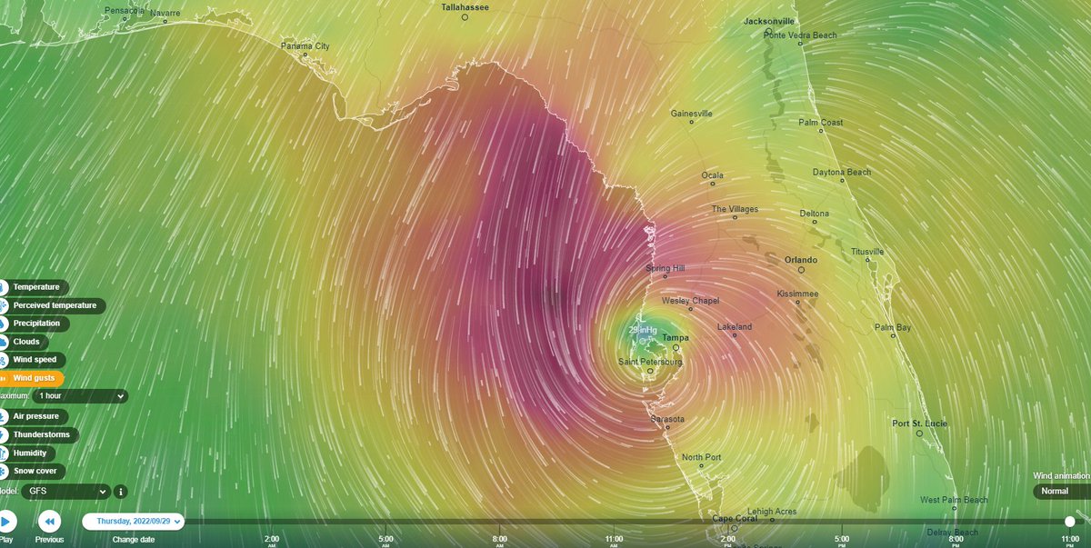 If you are in Tampa or StPetersburg, the GFS weather model's prediction is NOT your friend. 24 hours of the storm parked right on the outside of Tampa Bay