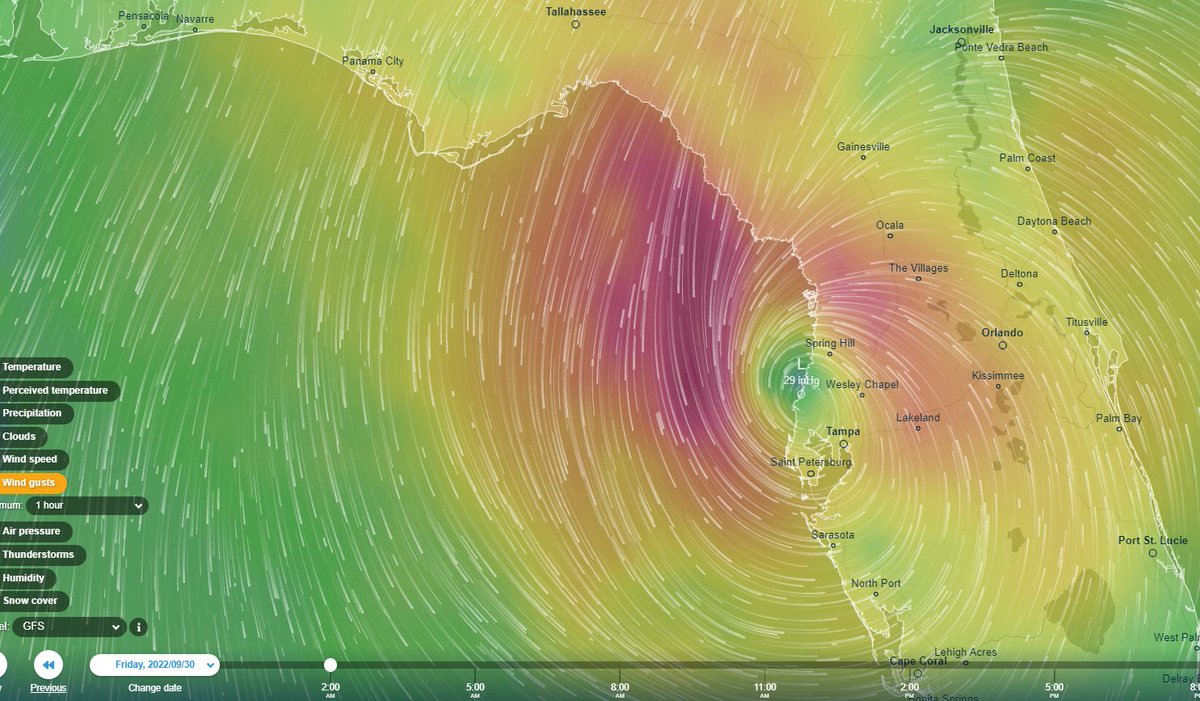 If you are in Tampa or StPetersburg, the GFS weather model's prediction is NOT your friend. 24 hours of the storm parked right on the outside of Tampa Bay