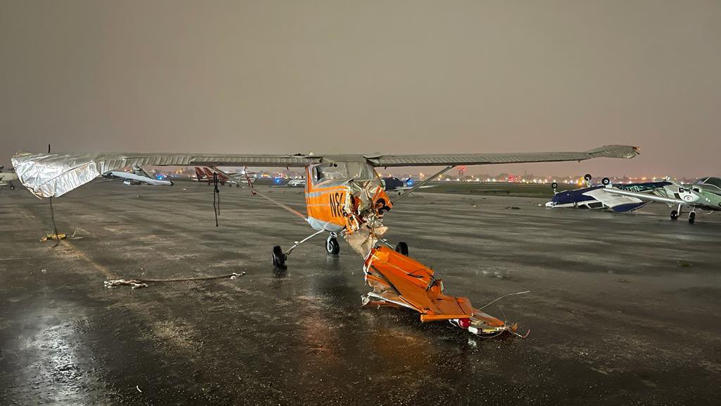 More Photos coming in from North Perry Airport in Hollywood, where a possible Tornado touched down