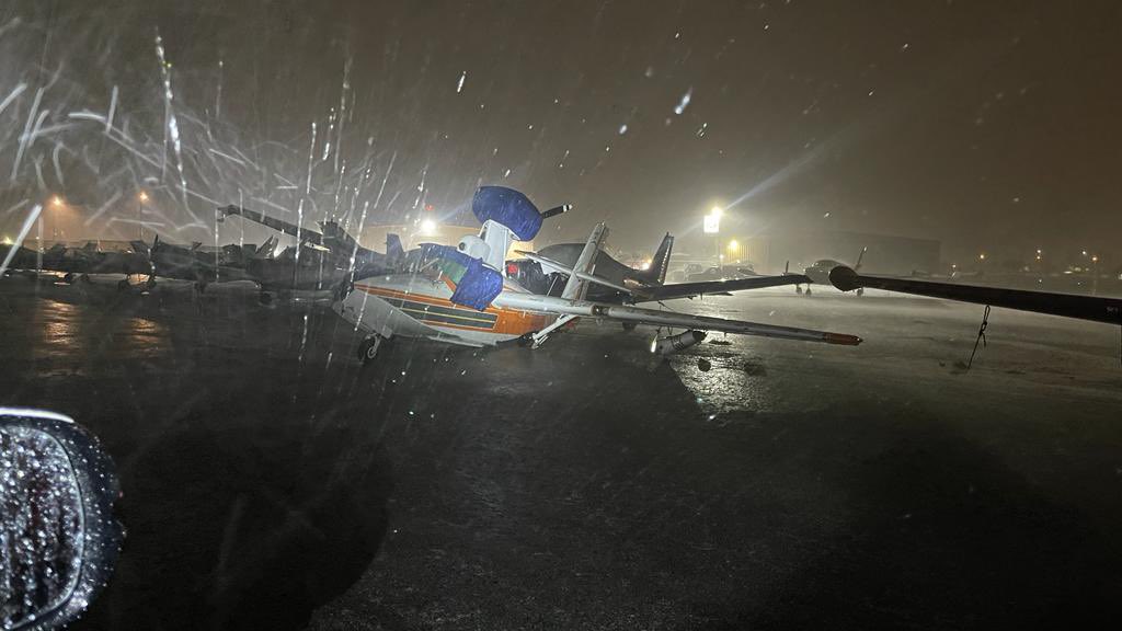 More Photos coming in from North Perry Airport in Hollywood, where a possible Tornado touched down 