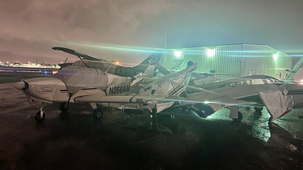 More Photos coming in from North Perry Airport in Hollywood, where a possible Tornado touched down 